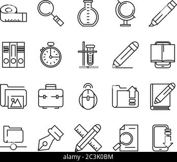 bundle of school supplies set icons vector illustration design Stock ...