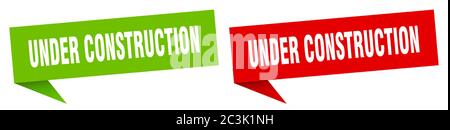 under construction banner. under construction speech bubble label set. under construction sign Stock Vector