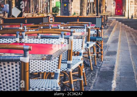 French restaurant in the historical part of the city is being prepared to be opened Stock Photo