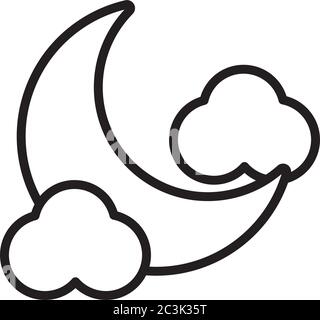 moon night with cloud line style icon vector illustration design Stock Vector