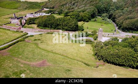 Aerial View of Dale Castle and Church, Pembrokeshire Wales, UK Stock Photo  - Alamy