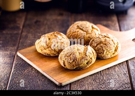 Traditional Brazilian biscuit called 'Broa de Milho ou de fubá'. Made with cornmeal or corn flour. Regional festivities in Brazil. Stock Photo