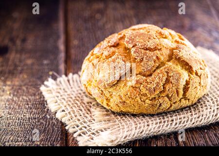 Traditional Brazilian biscuit called 'Broa de fubá ou broinha'. Made with corn flour. Brazilian cuisine. Stock Photo