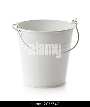 empty white bucket isolated on white background Stock Photo