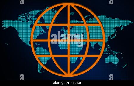 World map and line composition concept of globe. 3D rendering Stock Photo