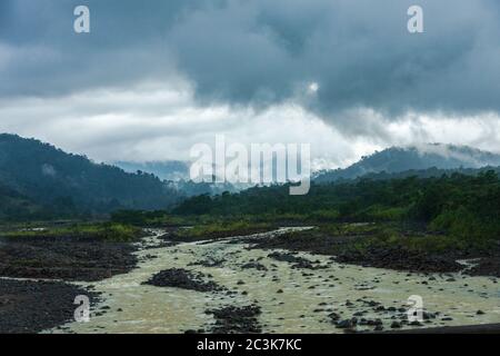 Rio Sucio and highlands, Braulio Carrillio National Park, Costa Rica, Stock Photo