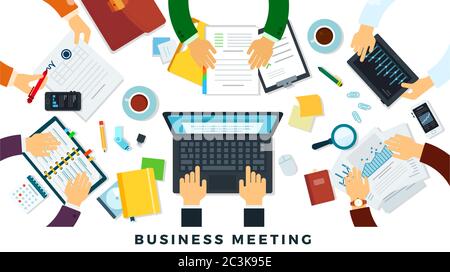 Teamwork, brainstorming flat design vector illustration. Stock Vector