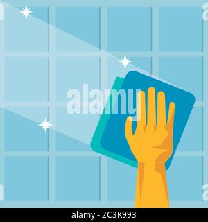 disinfect and clean activity with hand using cleaner cloths vector illustration design Stock Vector