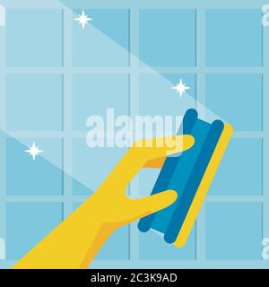 disinfect and clean activity with hand using spongue vector illustration design Stock Vector