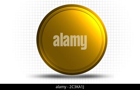 Golden coin isolated on white background, 3d rendering Stock Photo