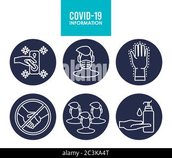 covid19 set of educational infographics icons vector illustration design Stock Vector