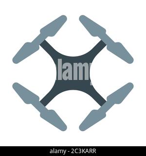 Stylized image of a drone, quadrocopter top view vector flat icon isolated. Stock Vector