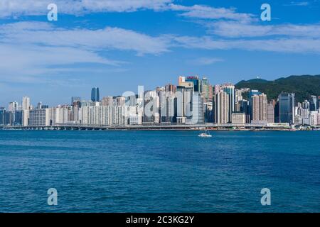 Long View of the North Point Tunnel Portal of the Central-Wan Chai Bypass in Hong Kong Island Stock Photo