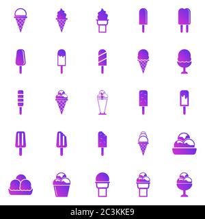 Ice cream gradient icons on white background, stock vector Stock Vector