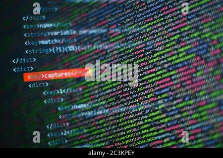 Web programming functions on laptop on laptop. IT business. Python code computer screen. Mobile application design Concept. Stock Photo