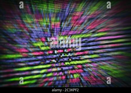 CSS, JavaScript and HTML usage. Monitor closeup of function source code. Abstract IT technology background. Software source code. Stock Photo
