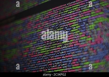 Web programming functions on laptop on laptop. IT business. Python code computer screen. Mobile application design Concept. Stock Photo
