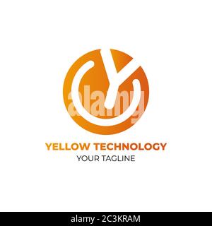 Letter y logo or power button technology icon. Y hotel initials logo branding Stock Photo