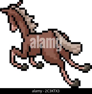 vector pixel art donkey isolated cartoon Stock Vector