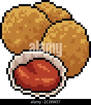 vector pixel art nugget isolated cartoon Stock Vector