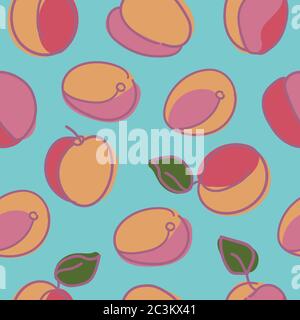 Vector seamless pattern with ripe apricots Stock Vector