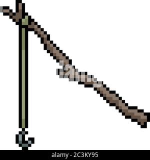 vector pixel art branch bait isolated cartoon Stock Vector