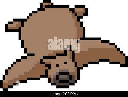 vector pixel art bear isolated cartoon Stock Vector