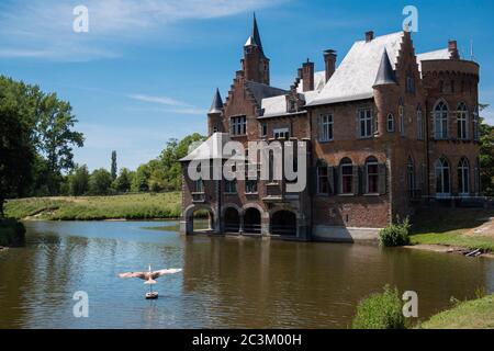 Bazel, Belgium, 1 June 2020, Side of the water and side of the Wissekerke Castle located in the village of Bazel Stock Photo