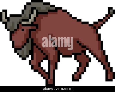 vector pixel art ox isolated cartoon Stock Vector