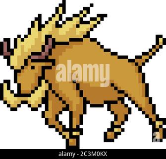 vector pixel art fantasy bull isolated cartoon Stock Vector