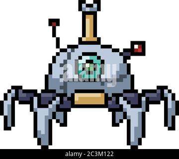 vector pixel art robot modern isolated cartoon Stock Vector Image & Art -  Alamy