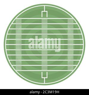 Round field to play football with markup and gate, vector illustration. Stock Vector