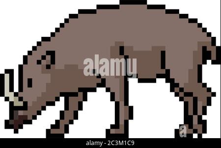 vector pixel art boar isolated cartoon Stock Vector