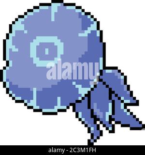 vector pixel art jelyfish monster isolated cartoon Stock Vector