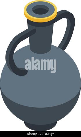 Black pharaoh vase icon, isometric style Stock Vector