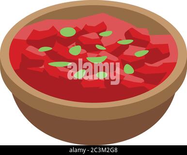 Red indian soup icon, isometric style Stock Vector