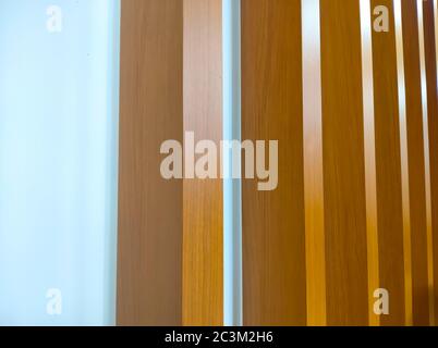 Texture of wood lath white wall background. Interior of Wooden cube background wall. Concept of advertising. 3D rendering Stock Photo