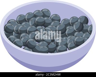 Blackberry bowl icon, isometric style Stock Vector