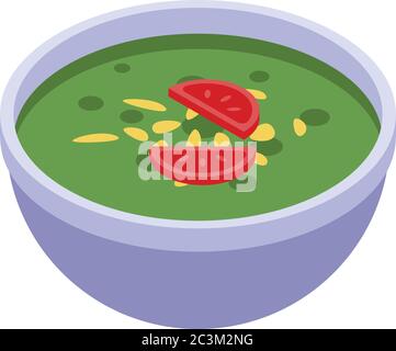 Green indian soup icon, isometric style Stock Vector
