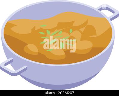 Indian allo curry icon, isometric style Stock Vector