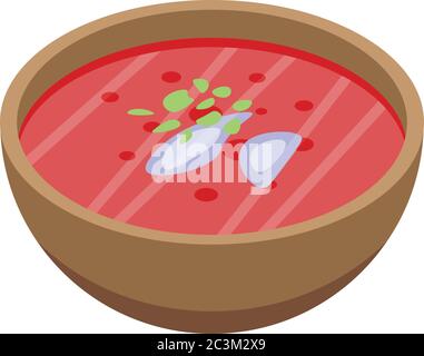 Red borscht icon, isometric style Stock Vector