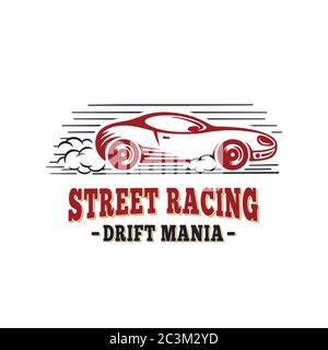 Sport car. Street racing design template. Drift mania. Vector and illustrations. Stock Vector