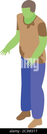 Fear zombie icon, isometric style Stock Vector