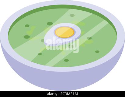 Green egg soup icon, isometric style Stock Vector