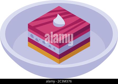 Cheesecake icon, isometric style Stock Vector