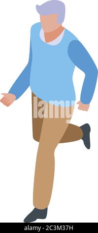 Running grandfather icon, isometric style Stock Vector