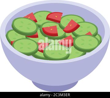 Tomato cucumber salad icon, isometric style Stock Vector