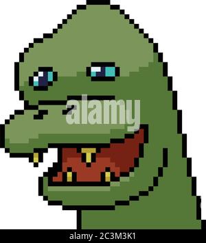 vector pixel art funny dinosaur isolated cartoon Stock Vector