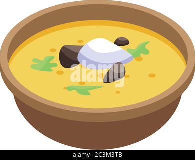Mussel russian soup icon, isometric style Stock Vector