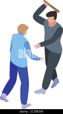 Violence street baton icon, isometric style Stock Vector